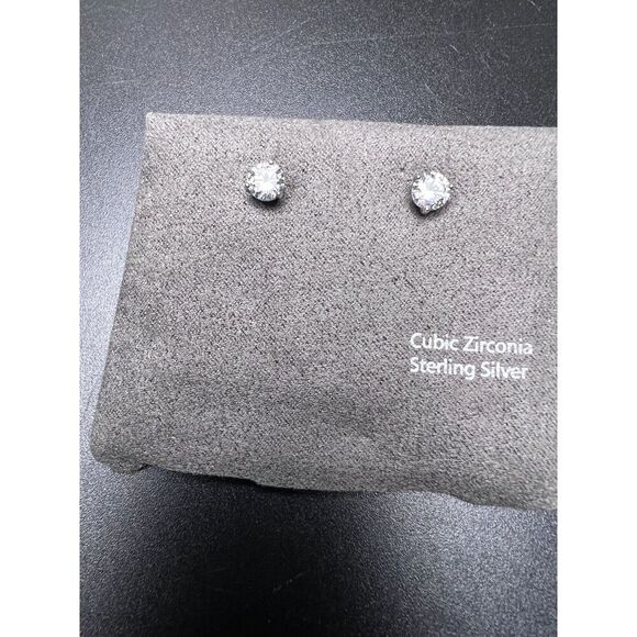Sterling and CZ Stud Earrings - Picture 1 of 5